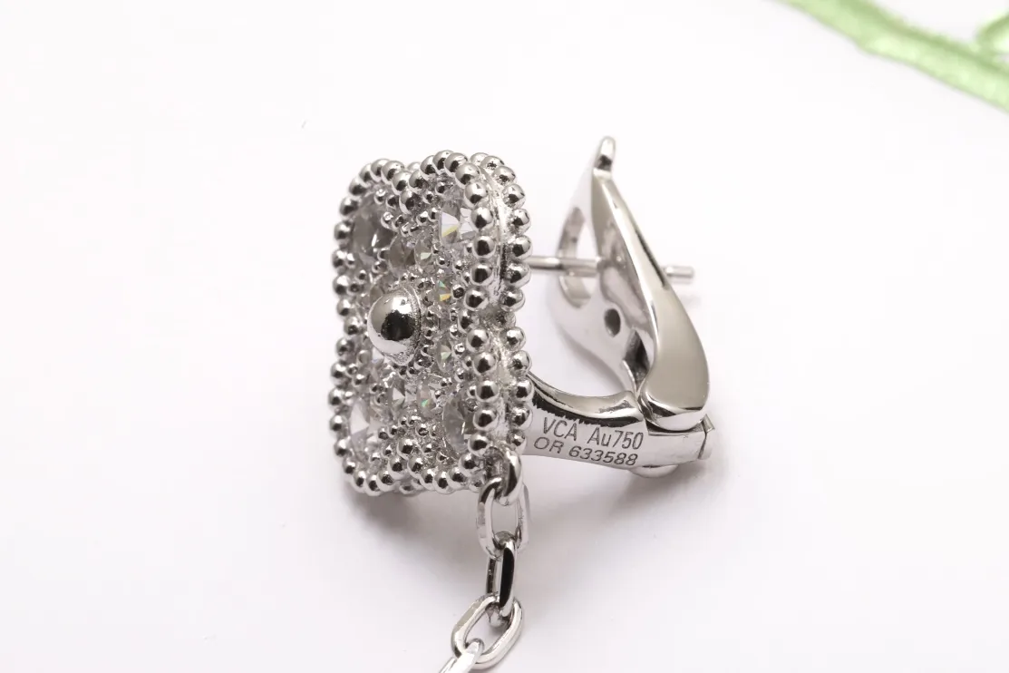 Vintage Alhambra Double Motif Drop Earrings (Sterling Silver) D35016928 — view 6