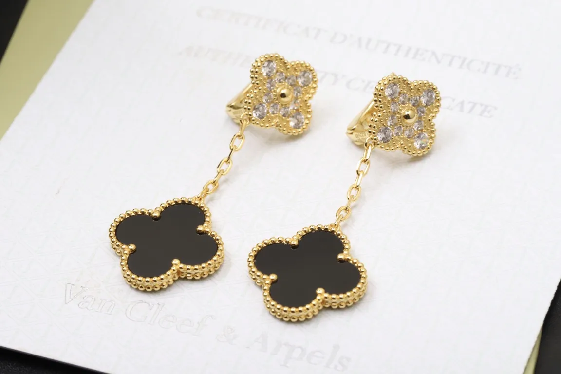 Vintage Alhambra Two-Motif Drop Earrings (Sterling Silver) D35016927 — view 3