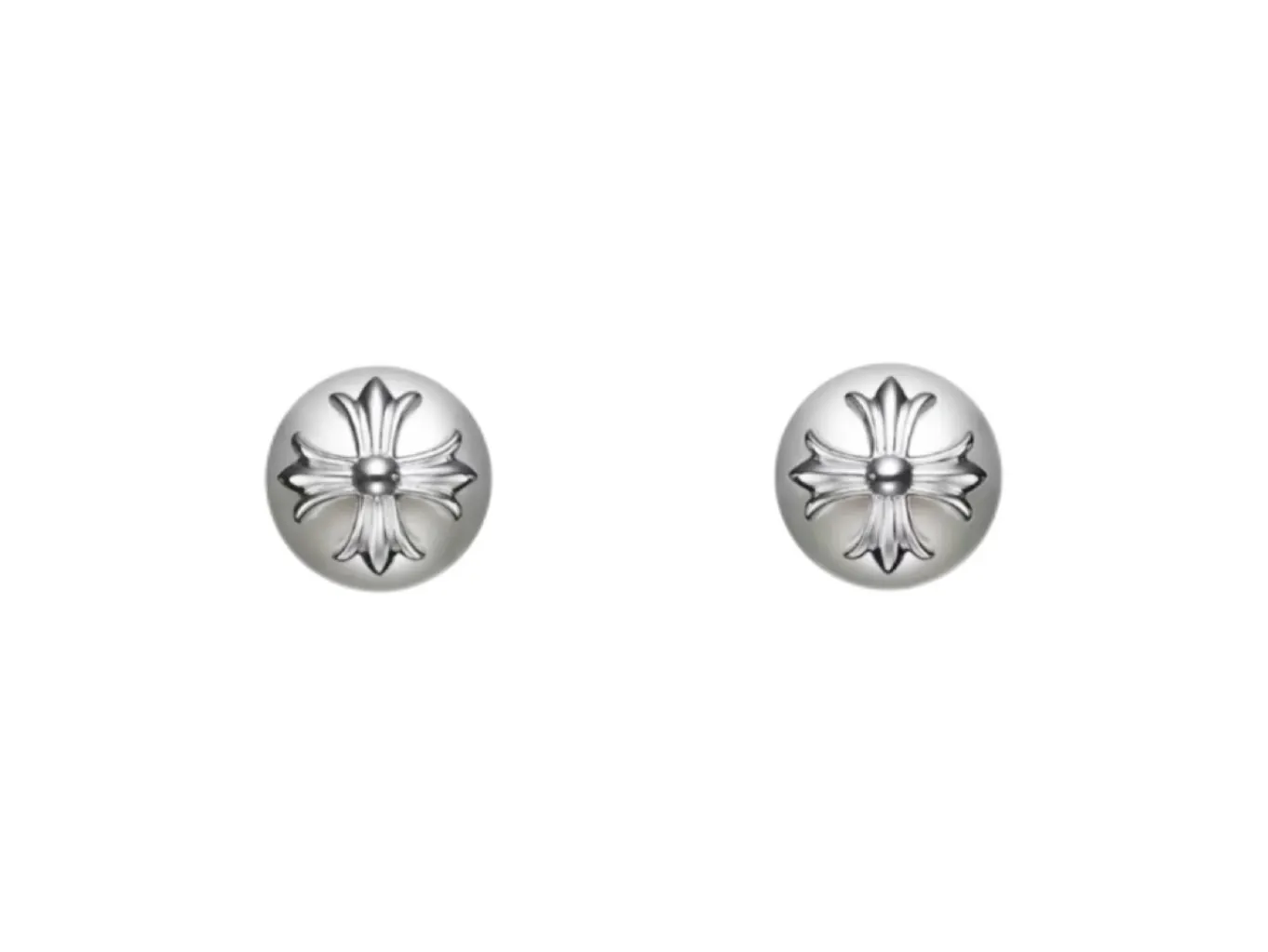 Chrome Hearts x Mikimoto Pearl Cross Stud Earrings D15017395