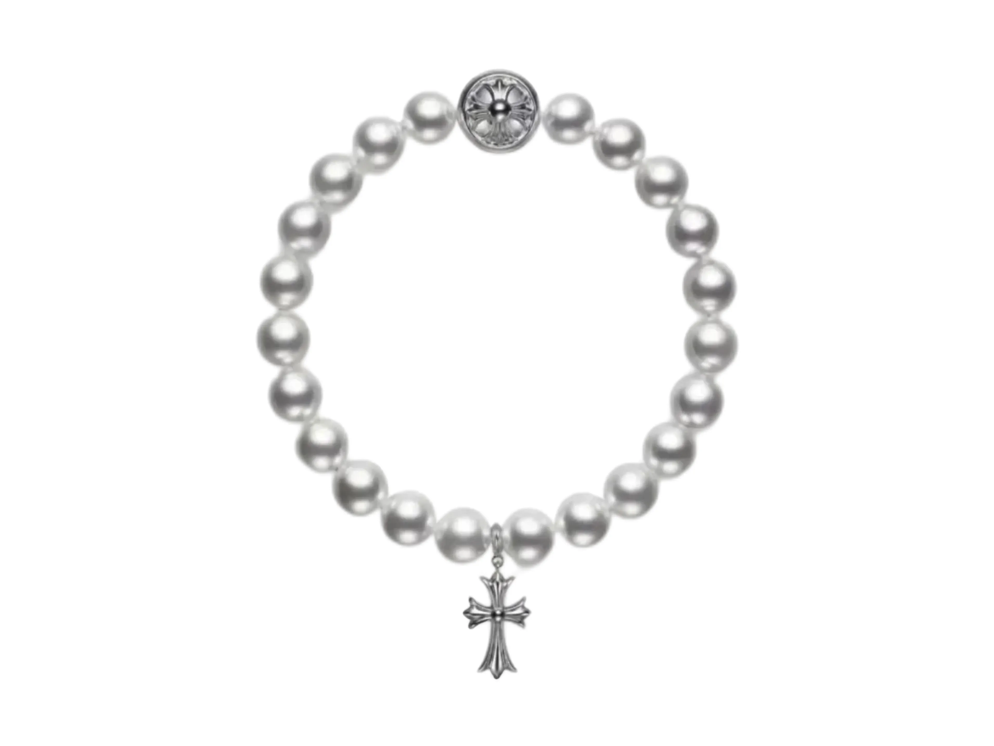 Chrome Hearts x Mikimoto Pearl Cross Bracelet D21517397