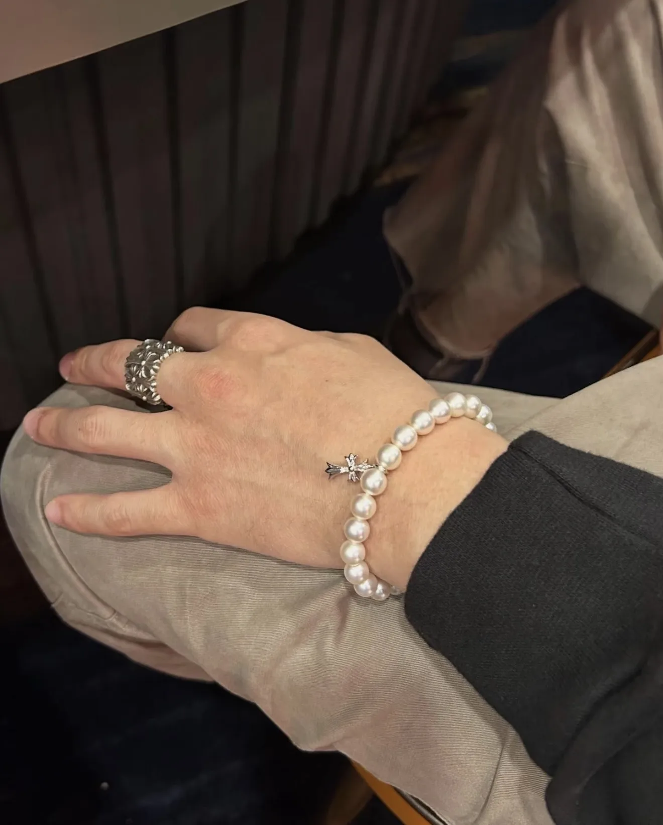Chrome Hearts x Mikimoto Pearl Cross Bracelet D21517397 — view 9
