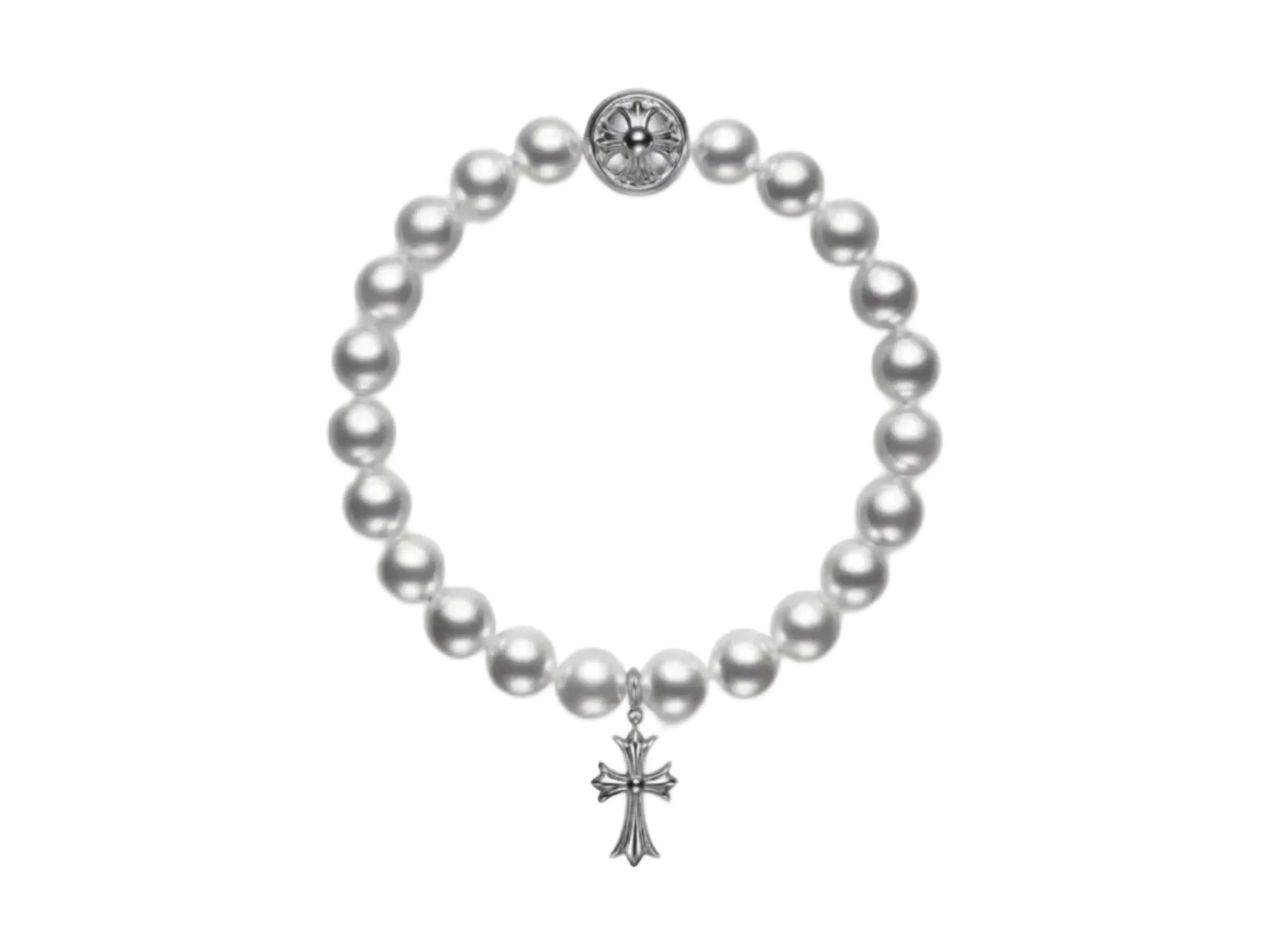 Chrome Hearts x Mikimoto Pearl Cross Bracelet (Sterling Silver) D21517396