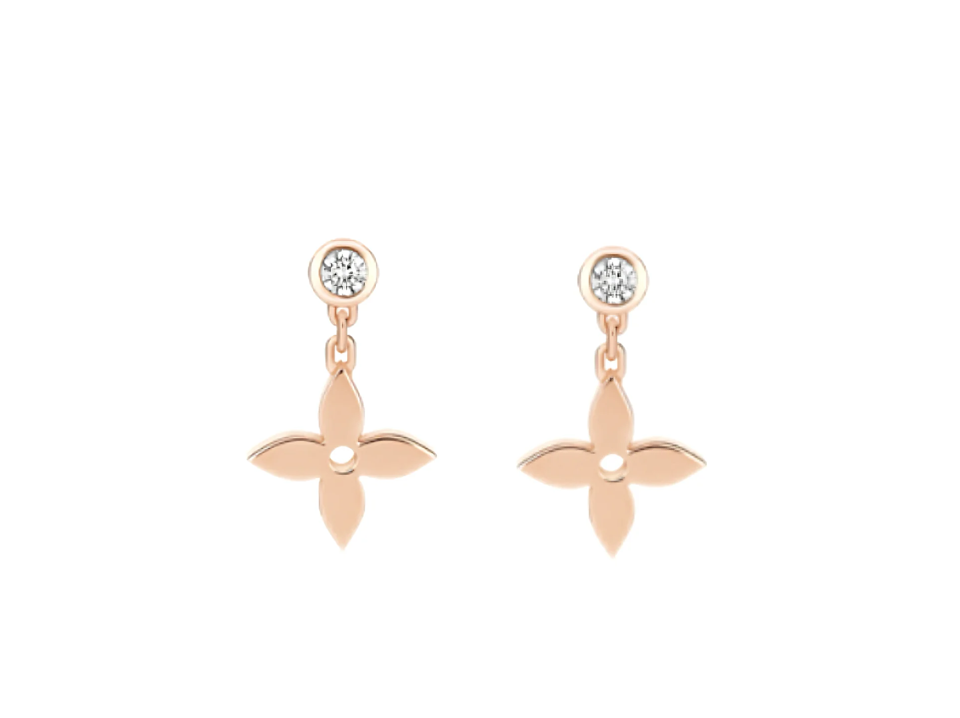 Clover Drop Earrings with Zirconia (Gold-Plated Brass) D10516808