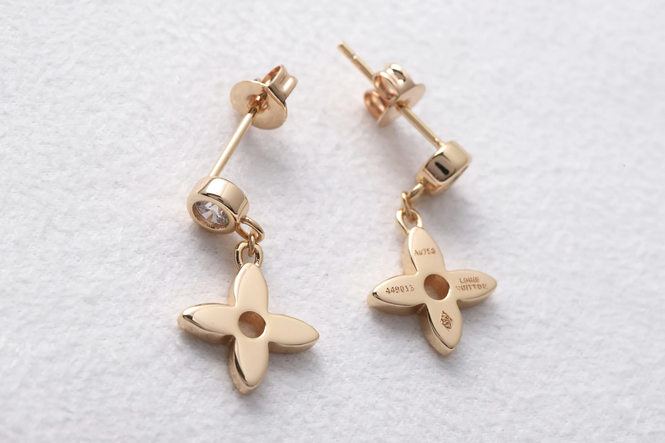 Clover Drop Earrings with Zirconia (Gold-Plated Brass) D10516808 — view 4