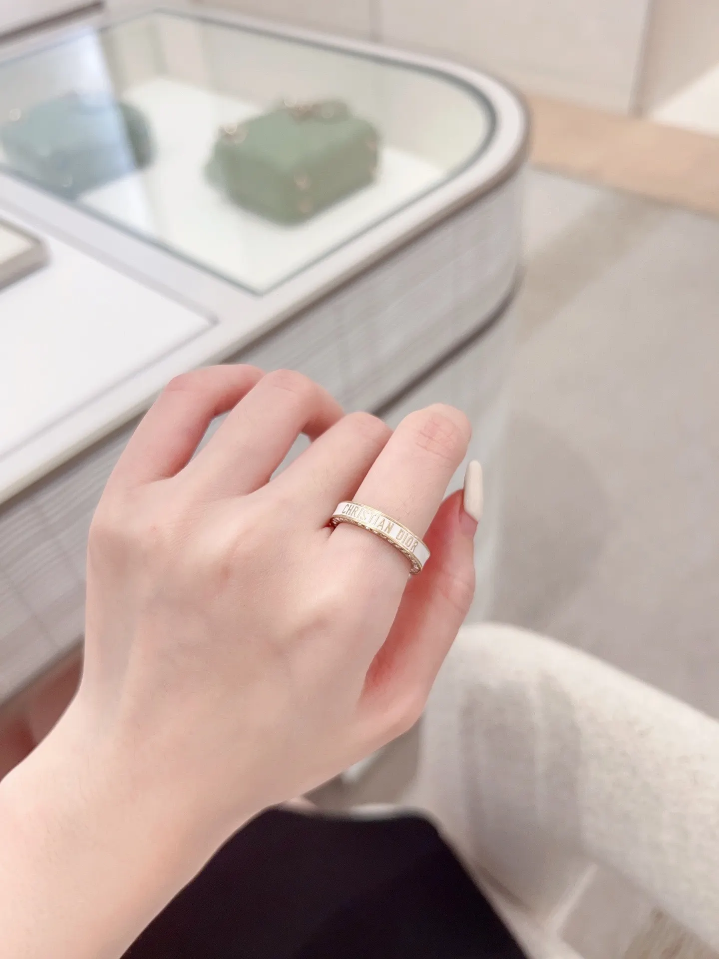Christian Dior Enamel and Crystal Band Ring D14016772 — view 9