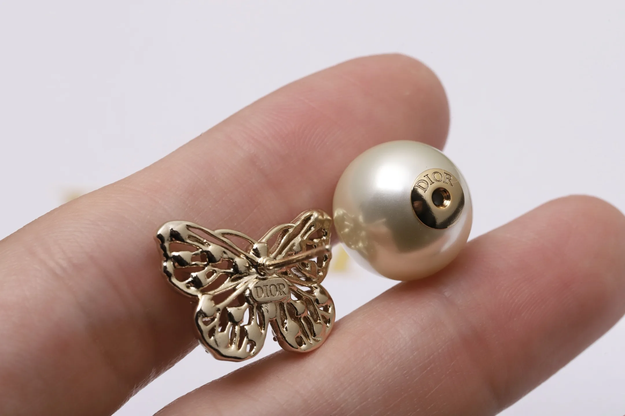 Dior Tribales Butterfly Resin Pearl Earrings D12517672 — view 6