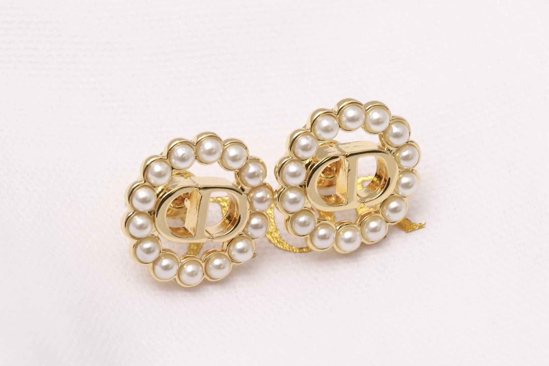 CD Logo Pearl-Effect Stud Earrings D13517210 — view 3