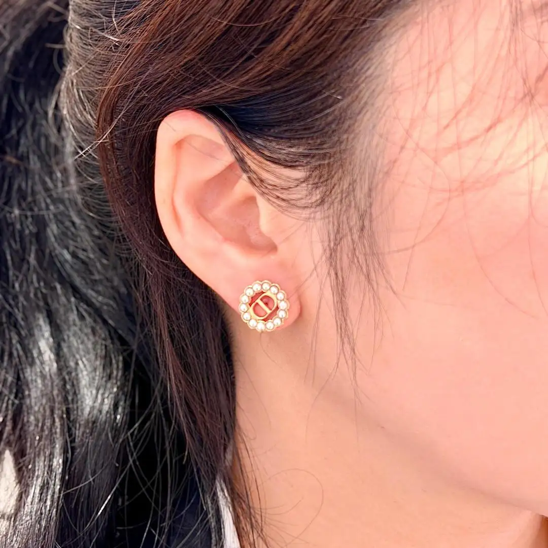 CD Logo Pearl-Effect Stud Earrings D13517210 — view 8