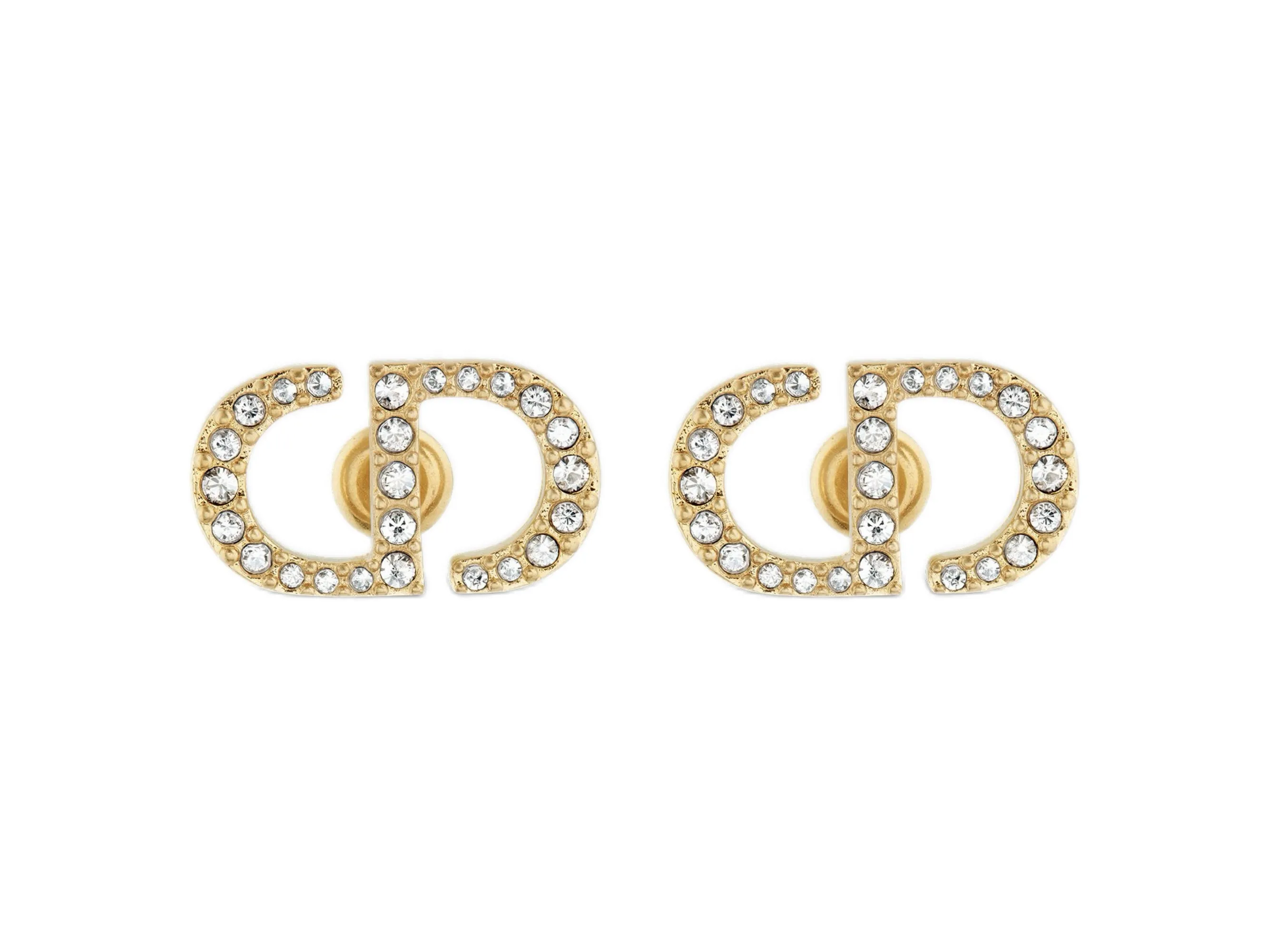 CD Navy Crystal Stud Earrings (Gold-Plated Brass) D13517632