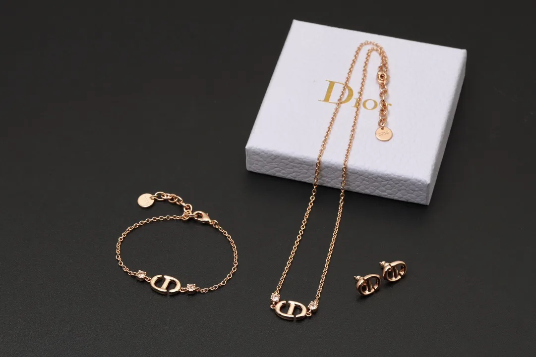 CD Navy Crystal Pendant Necklace (Rose Gold-Plated) D13516771 — view 7
