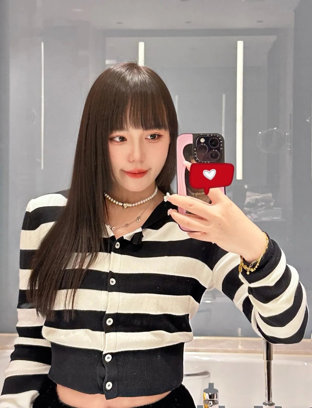 Heart Pendant Faux Pearl Choker Necklace D16017533 — view 8