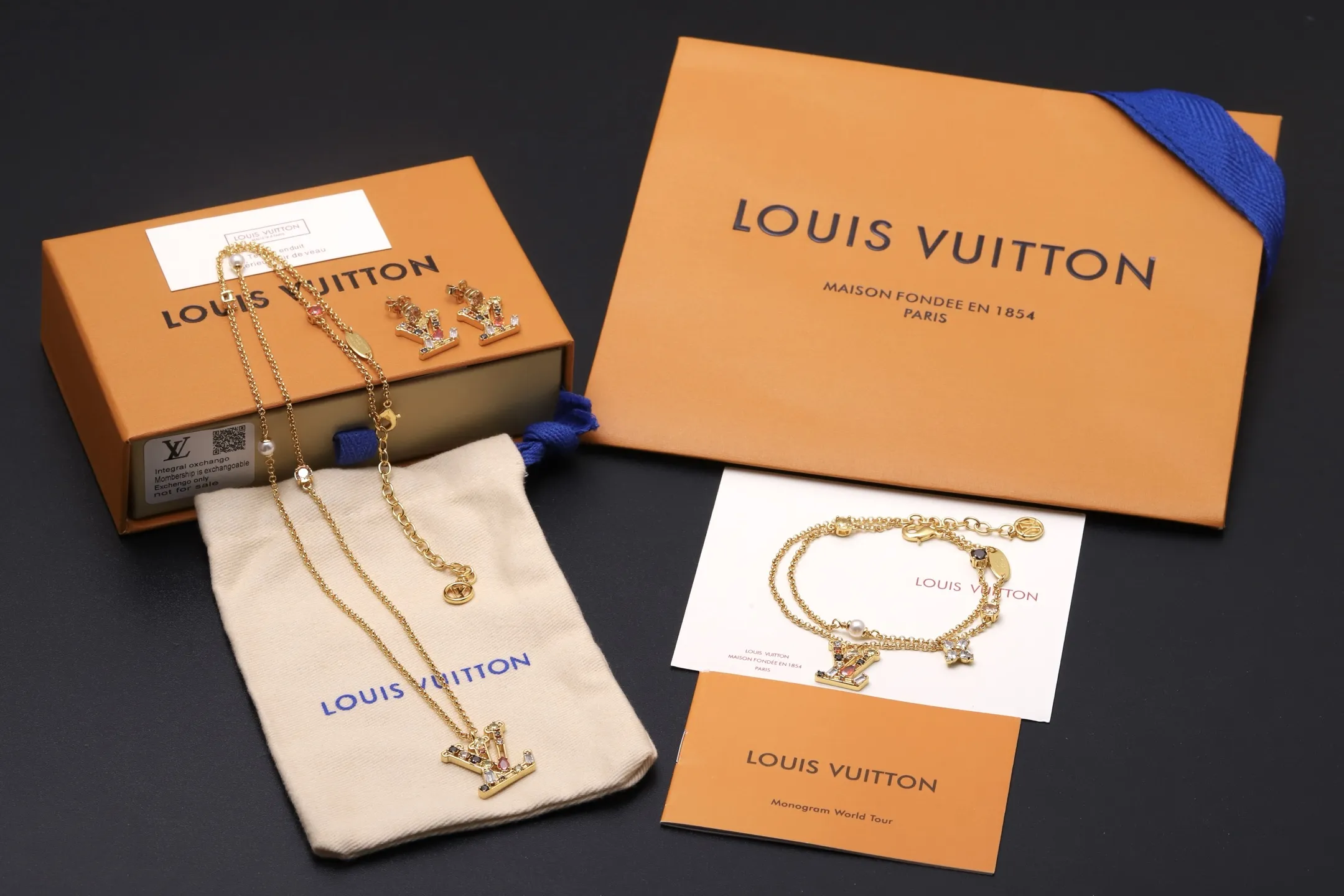 LV Logo Crystal-Embellished Pendant Necklace D16517381 — view 2