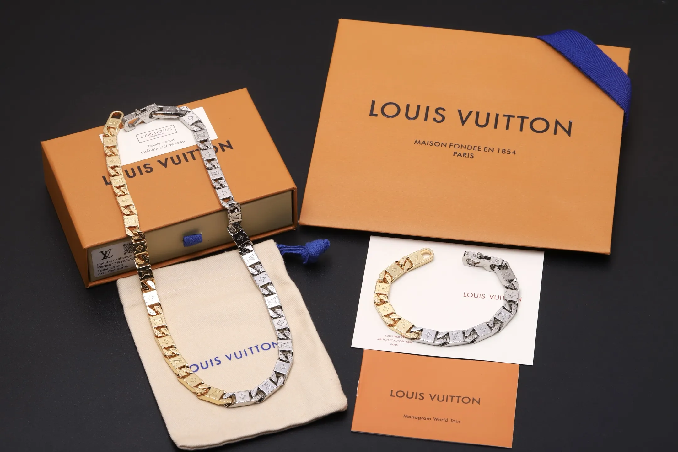 Monogram Tied Up Two-Tone Chain Necklace D15017524 — view 2