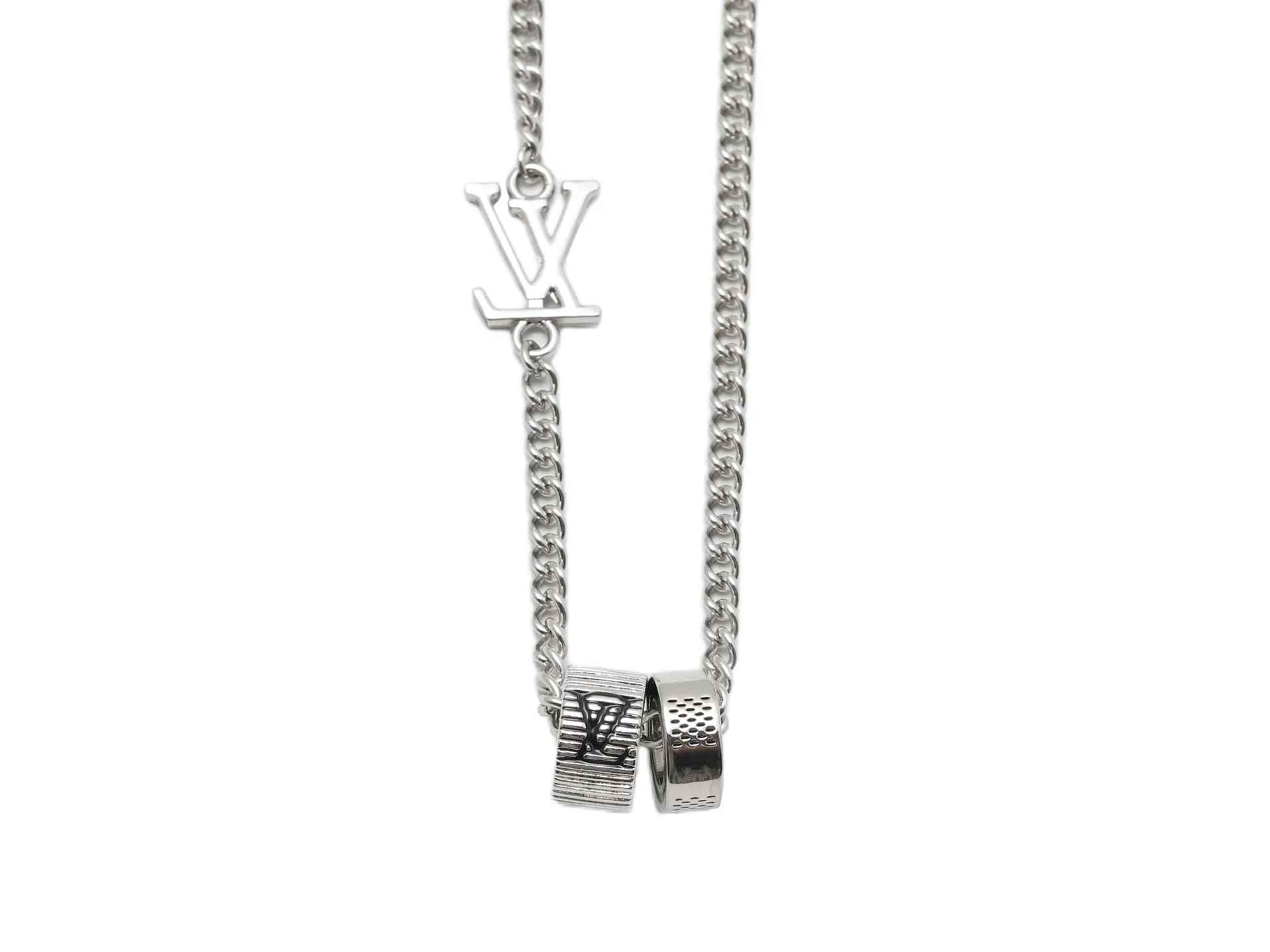 LV Logo and Double Ring Pendant Necklace D10516774