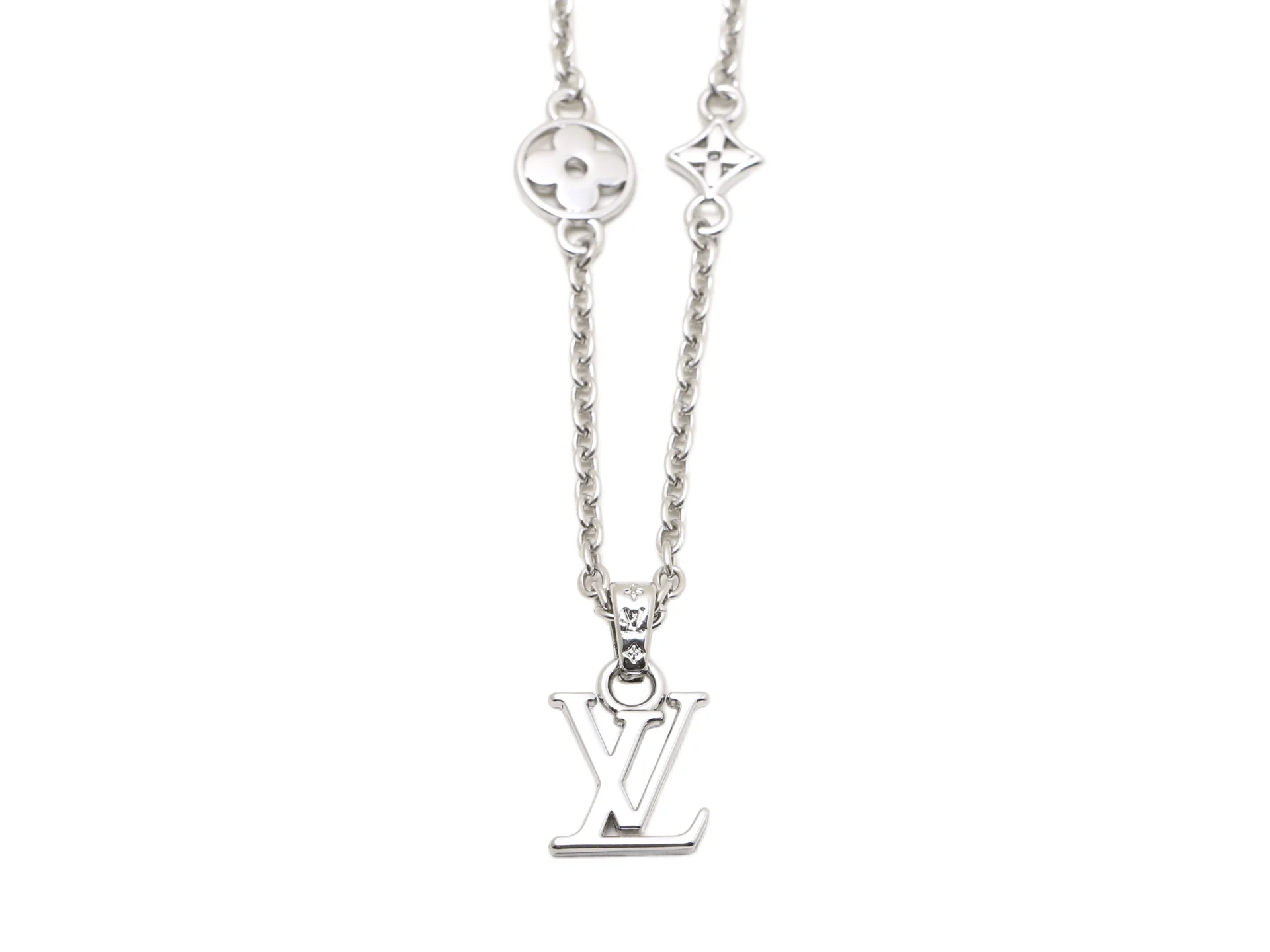 LV Initial and Monogram Flower Pendant Necklace (Titanium Steel) D10517393