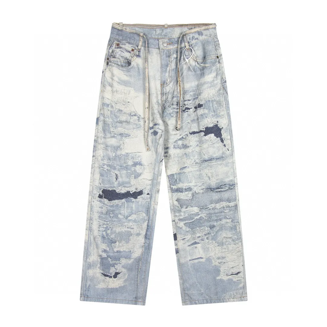 3D Chain-Print Straight-Leg Jeans D14011861 — view 4