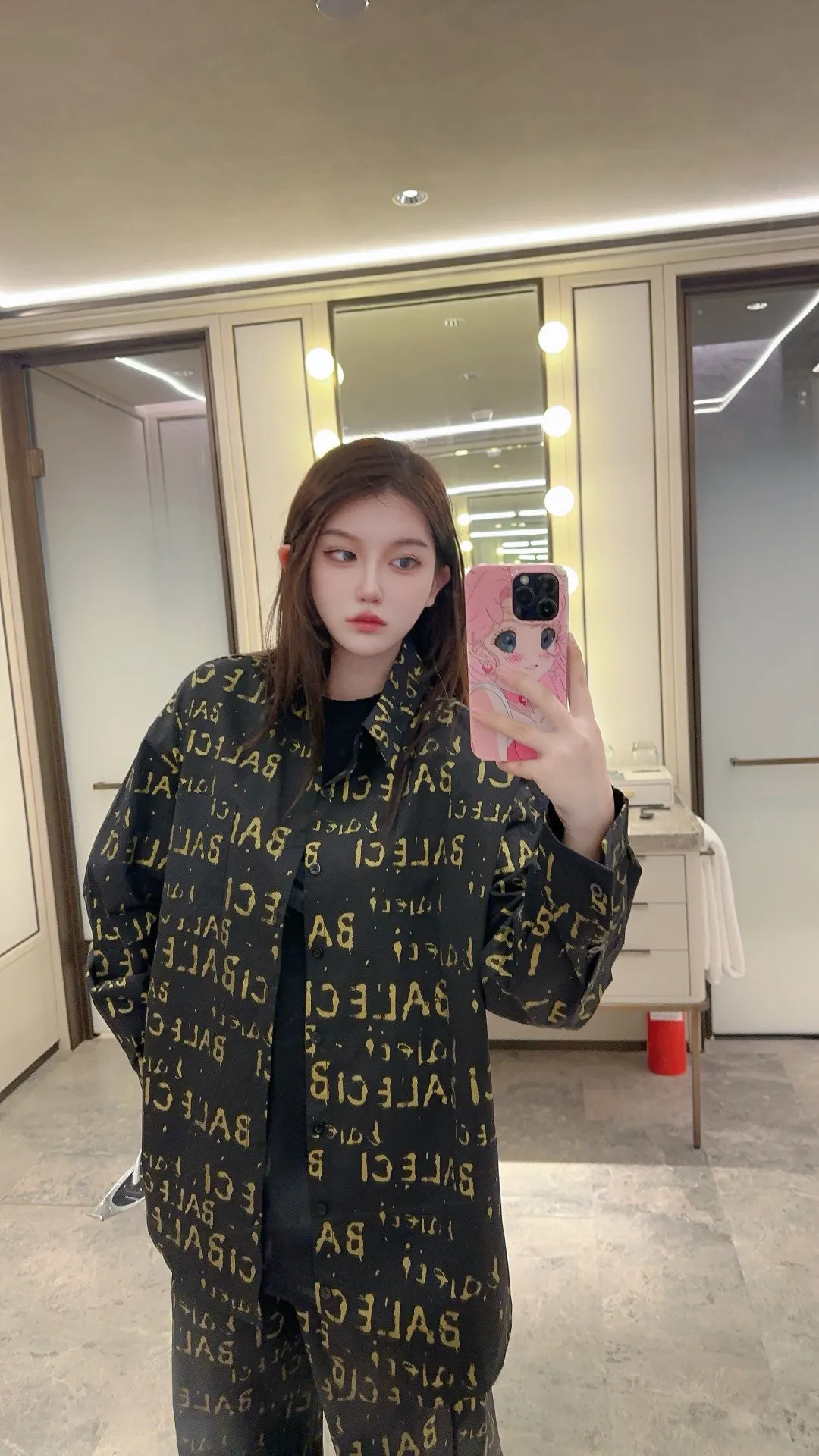 Logo-Print Oversized Button-Down Shirt D14011832