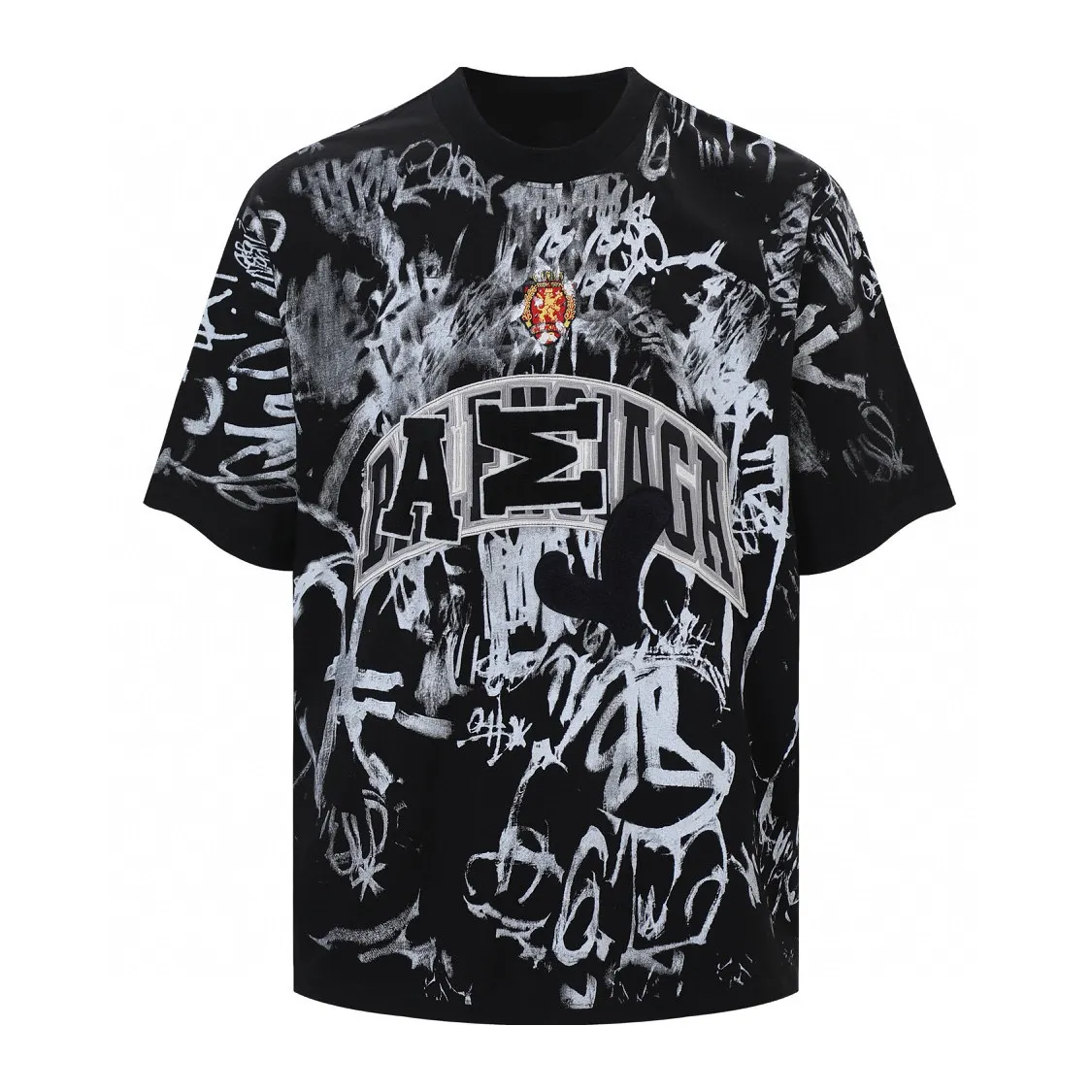 Graffiti Print Appliqué Oversized T-Shirt D14011847 — view 4
