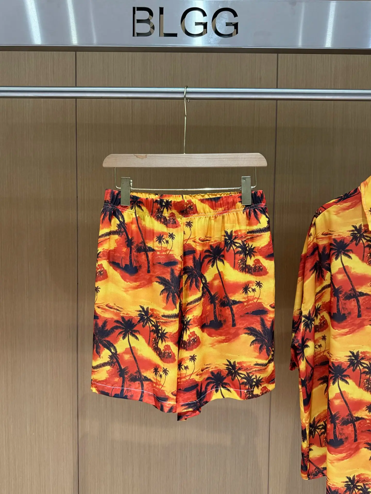 Palm Tree Print Chiffon Shorts D14011820