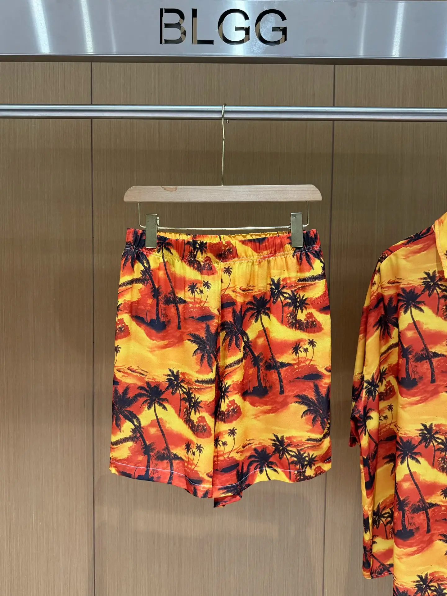 Palm Tree Print Chiffon Shorts D14011820