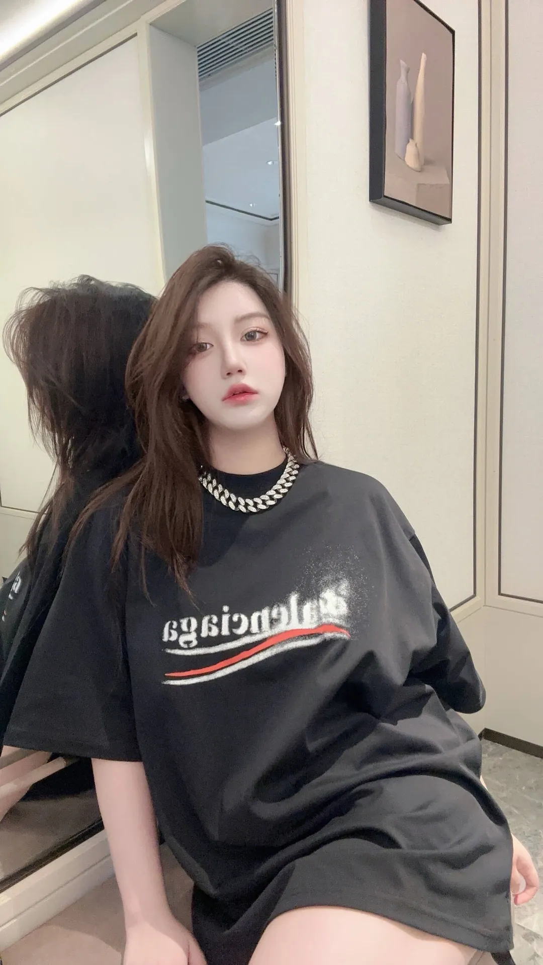 Blurred Logo Graphic Cotton T-Shirt D14011846