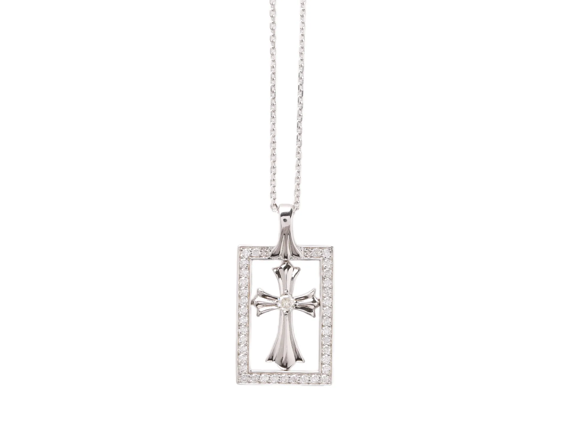 Chrome Hearts Framed Cross Moissanite Pendant Necklace D27516869