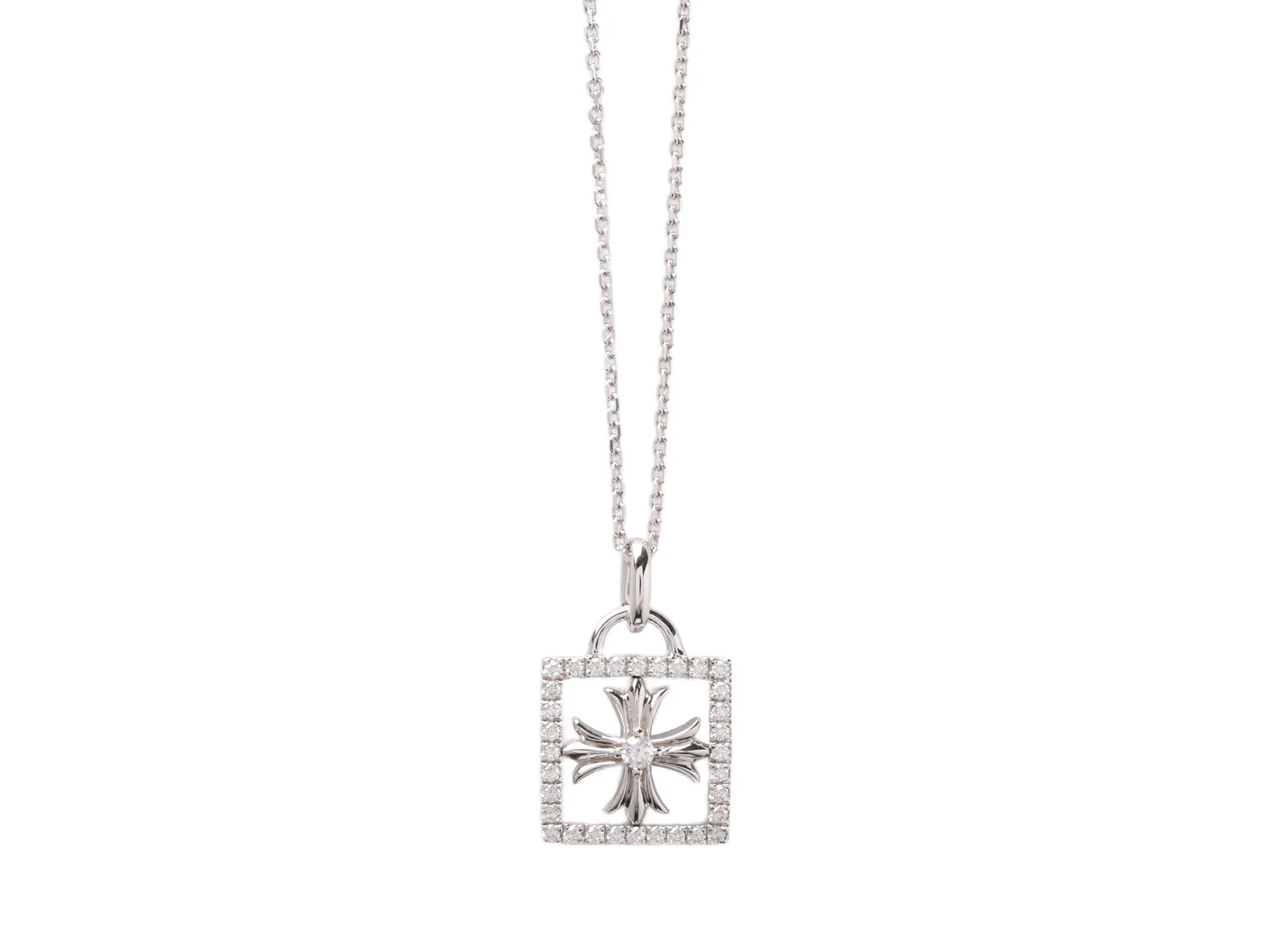 Chrome Hearts Cross Square Pendant Necklace (Sterling Silver) D23016811