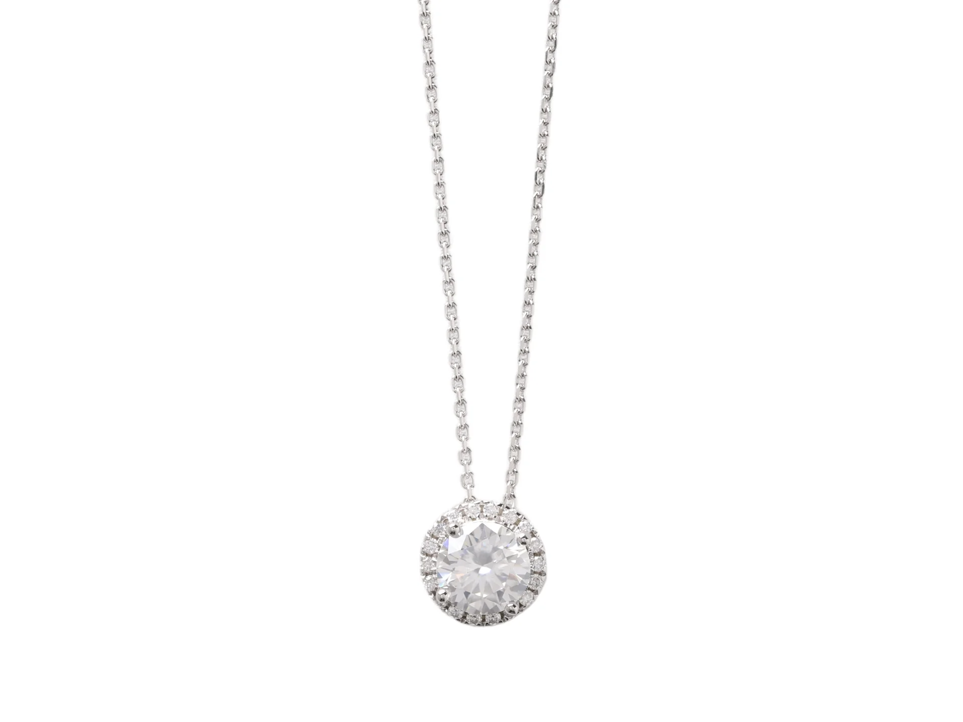 Moissanite Halo Pendant Necklace (Sterling Silver) D20516908