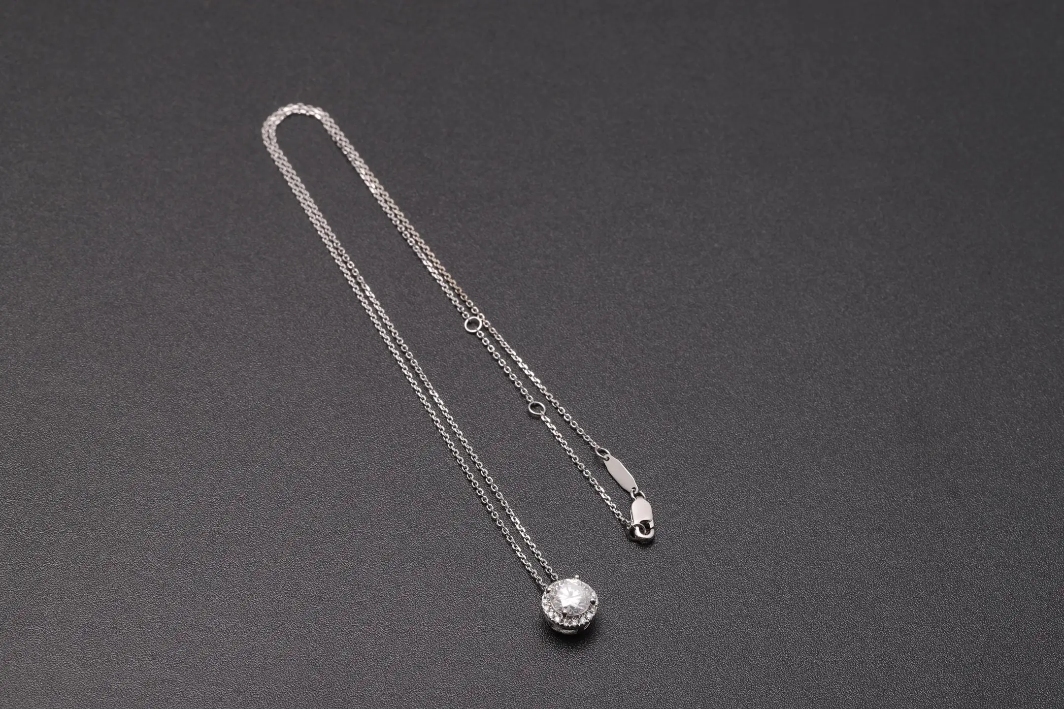Moissanite Halo Pendant Necklace (Sterling Silver) D20516908 — view 8