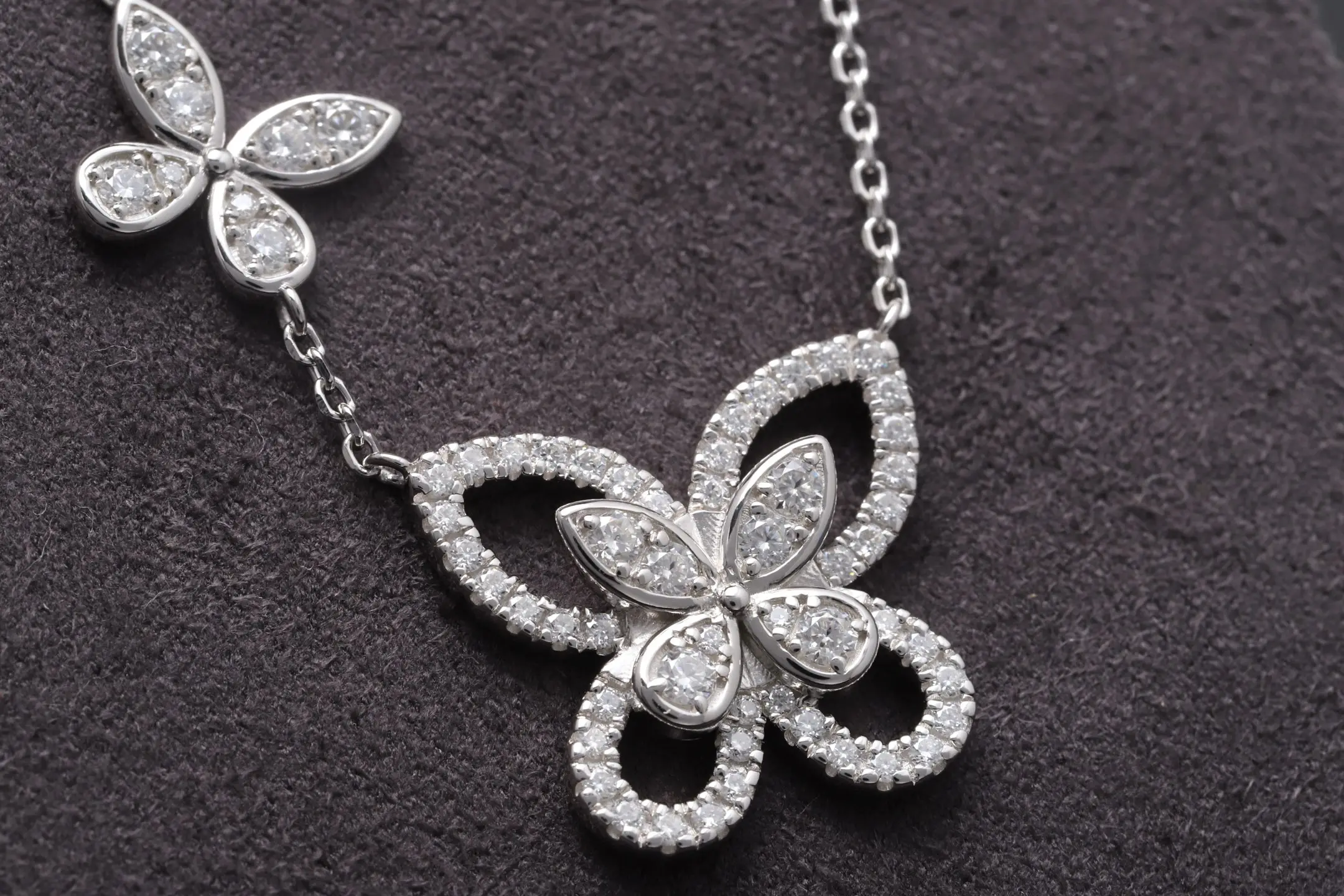 Butterfly Moissanite Pavé Necklace (Sterling Silver) D30516912 — view 3