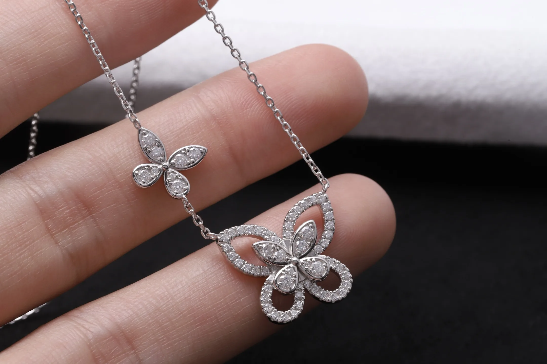 Butterfly Moissanite Pavé Necklace (Sterling Silver) D30516912 — view 4