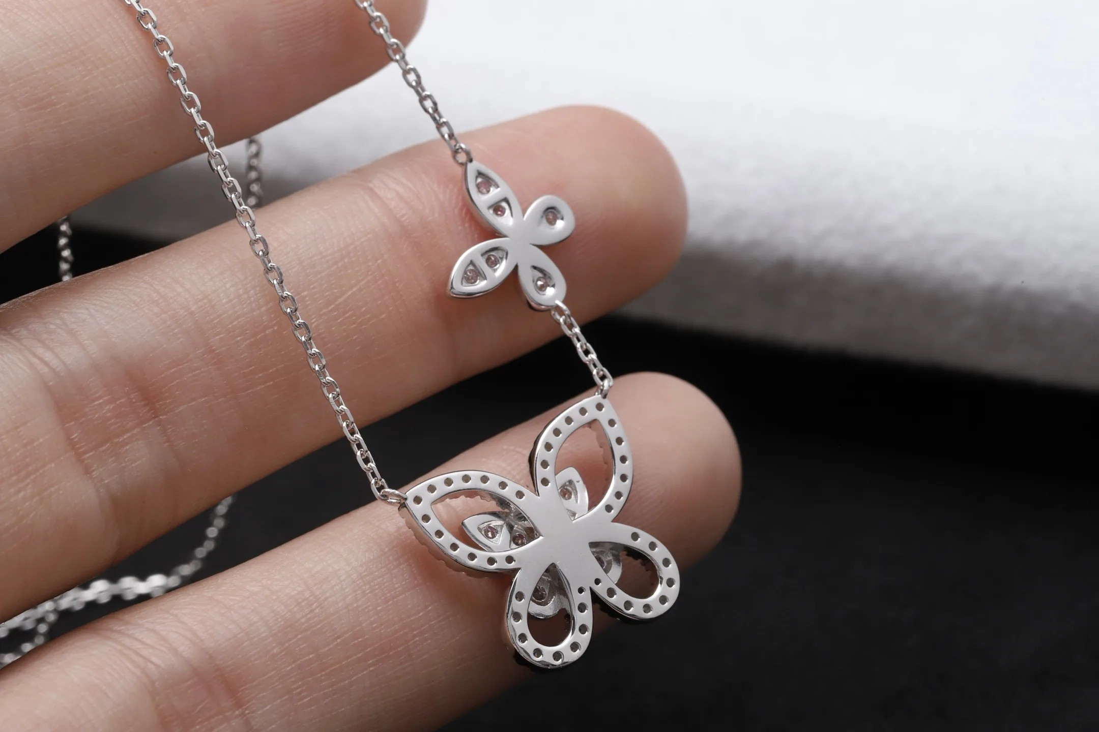 Butterfly Moissanite Pavé Necklace (Sterling Silver) D30516912 — view 5