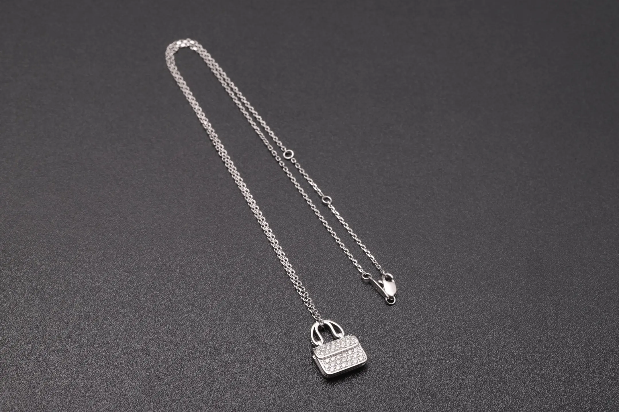 Moissanite Pavé Handbag Pendant Necklace (Sterling Silver) D32516905 — view 7