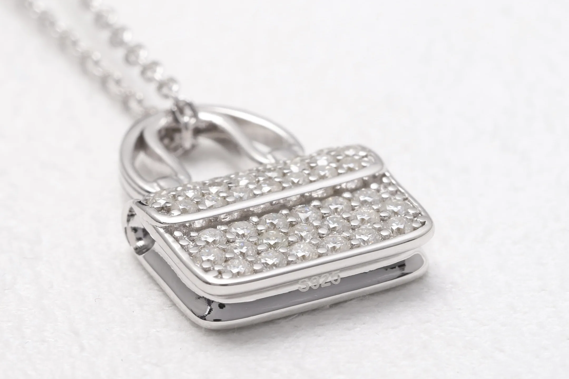 Moissanite Pavé Handbag Pendant Necklace (Sterling Silver) D32516905 — view 8