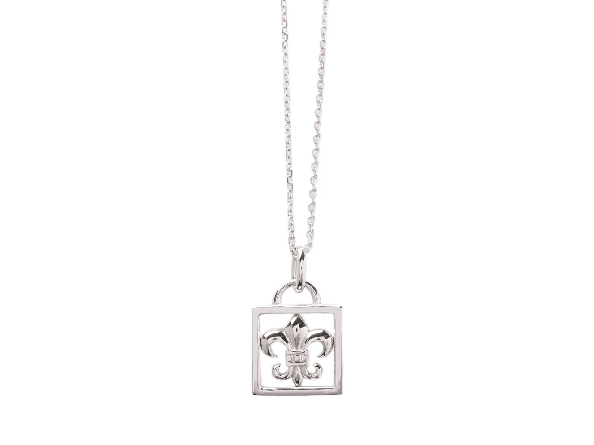 Fleur-de-Lis Framed Pendant Necklace (Sterling Silver) D18016868