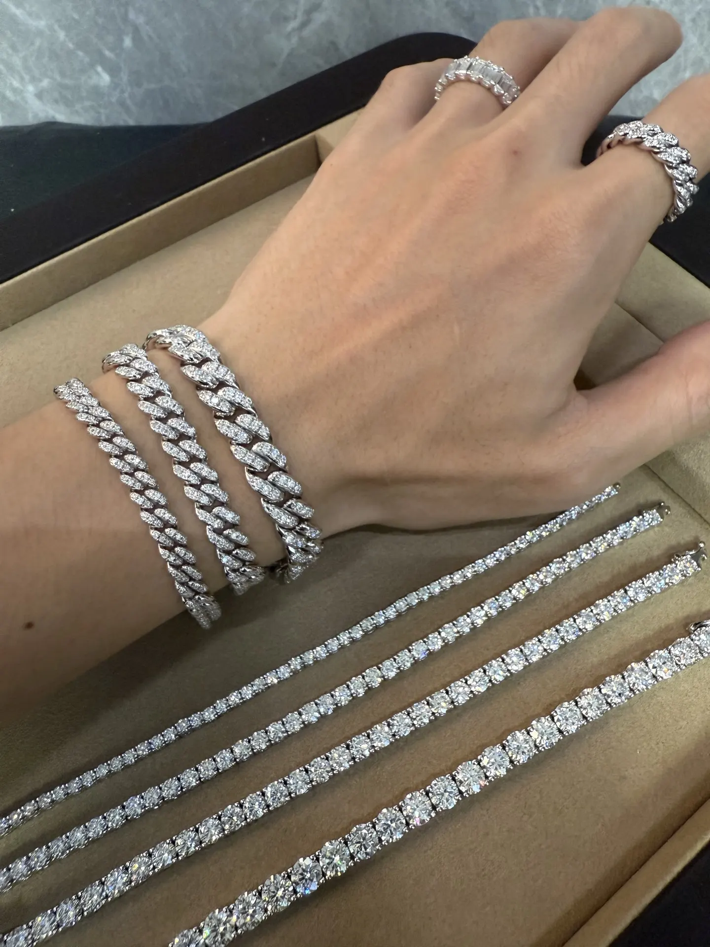10mm Moissanite Pavé Cuban Link Bracelet (Sterling Silver) D228016733 — view 8