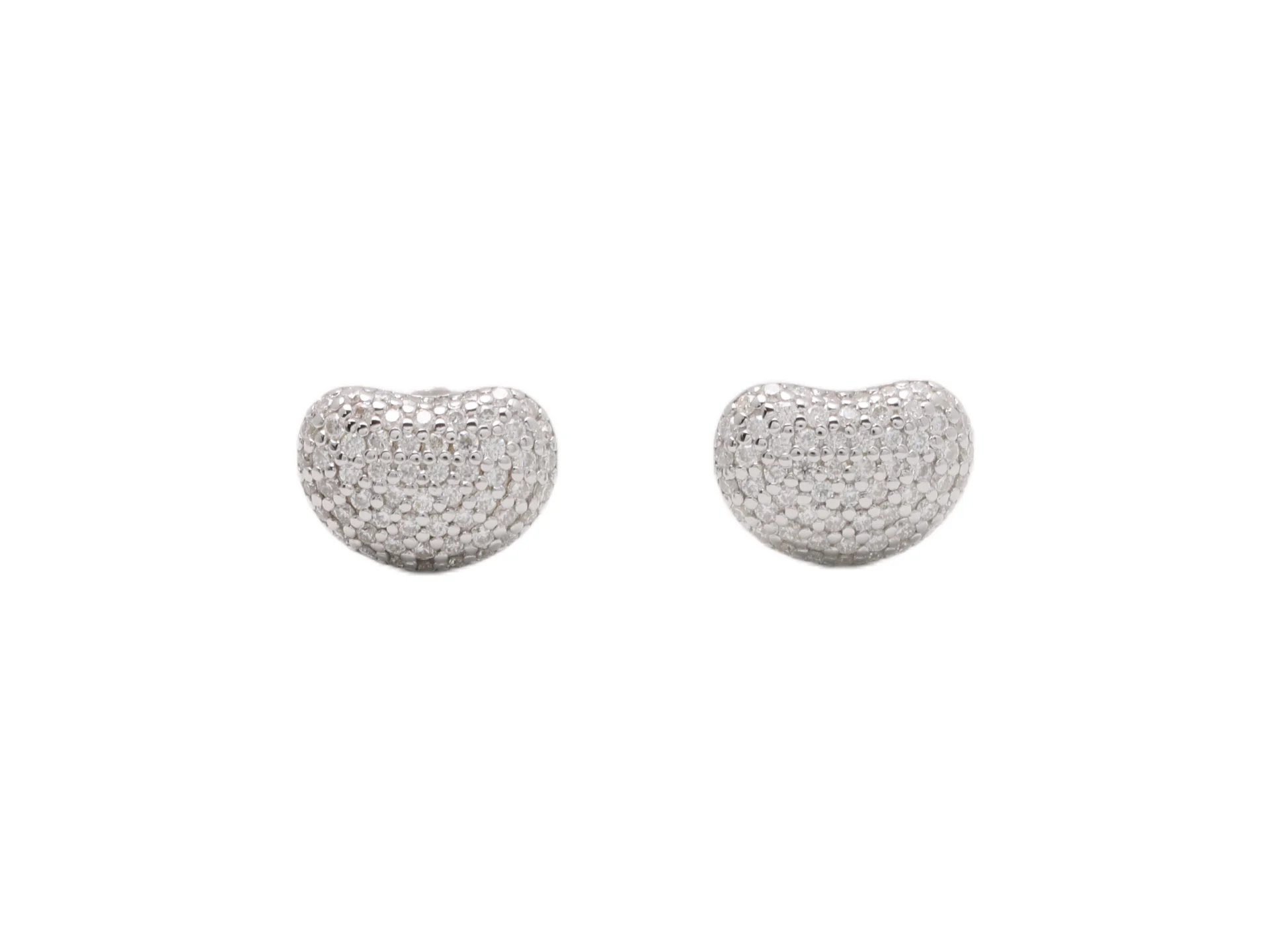 Pave Moissanite Bean Stud Earrings (Sterling Silver) D20016713