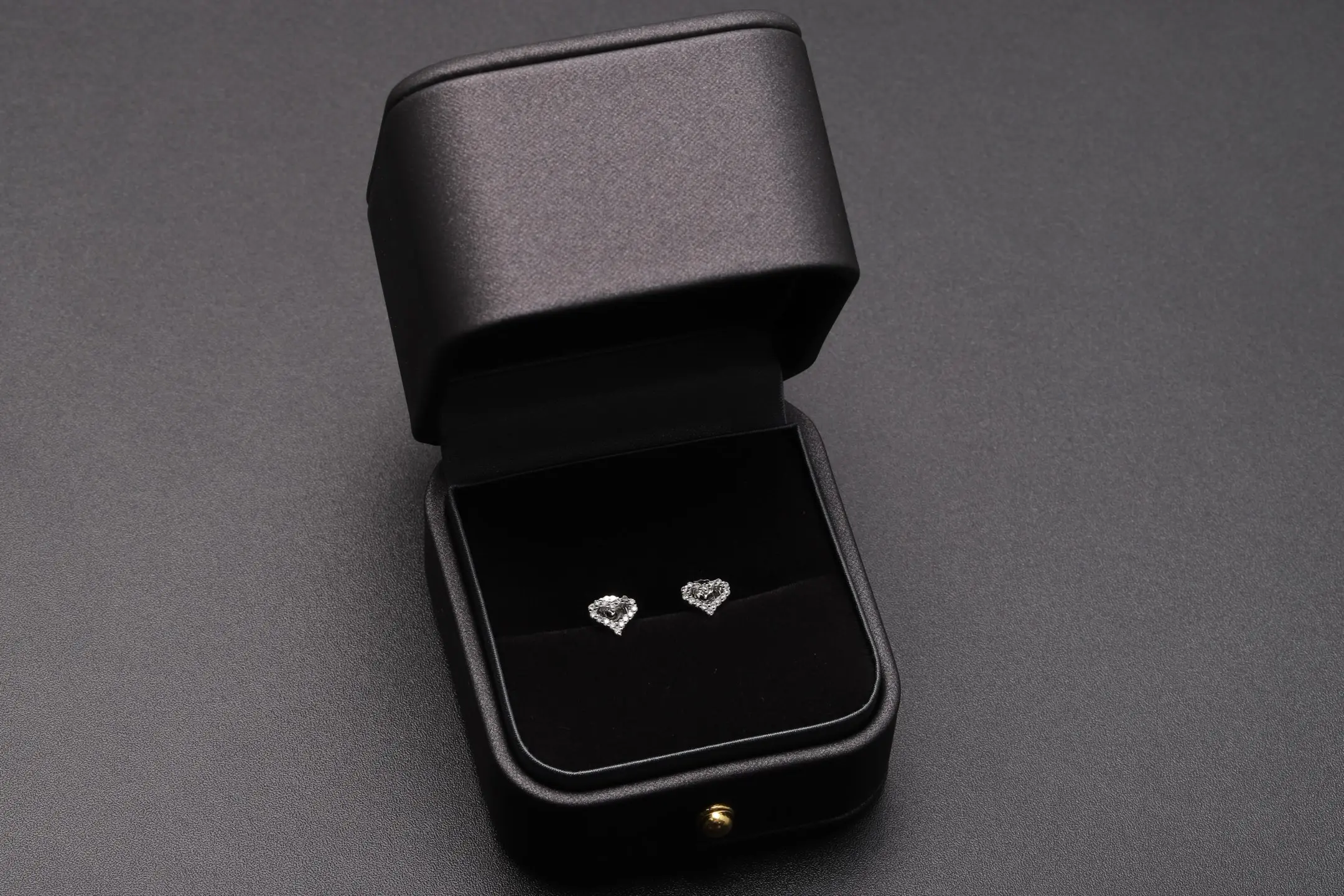 Moissanite Heart Stud Earrings (Sterling Silver) D15016684 — view 2