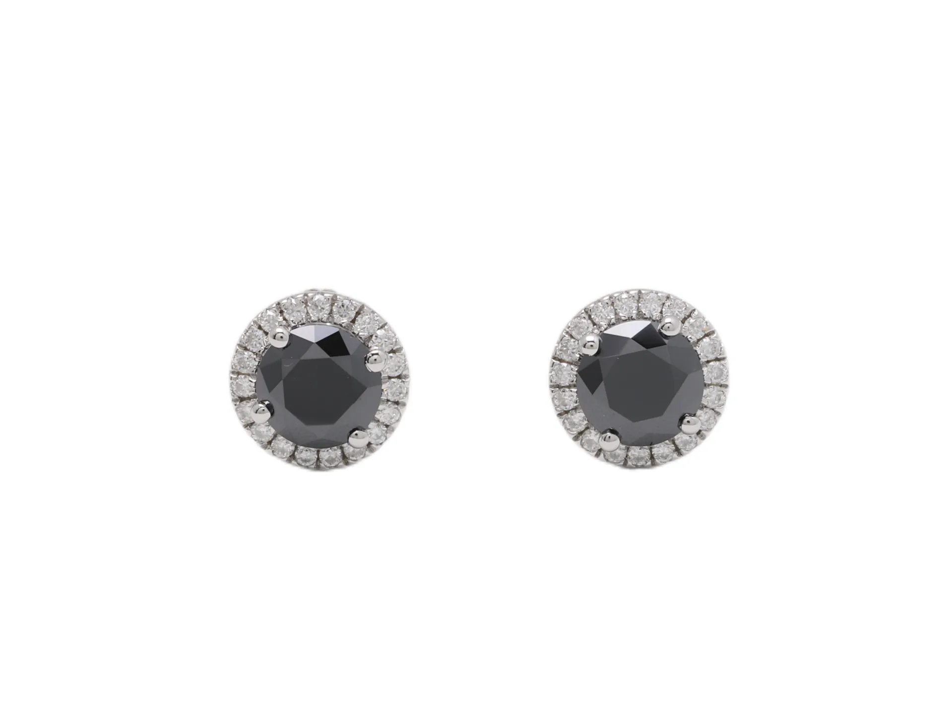 Black Moissanite Halo Stud Earrings (Sterling Silver) D20016688