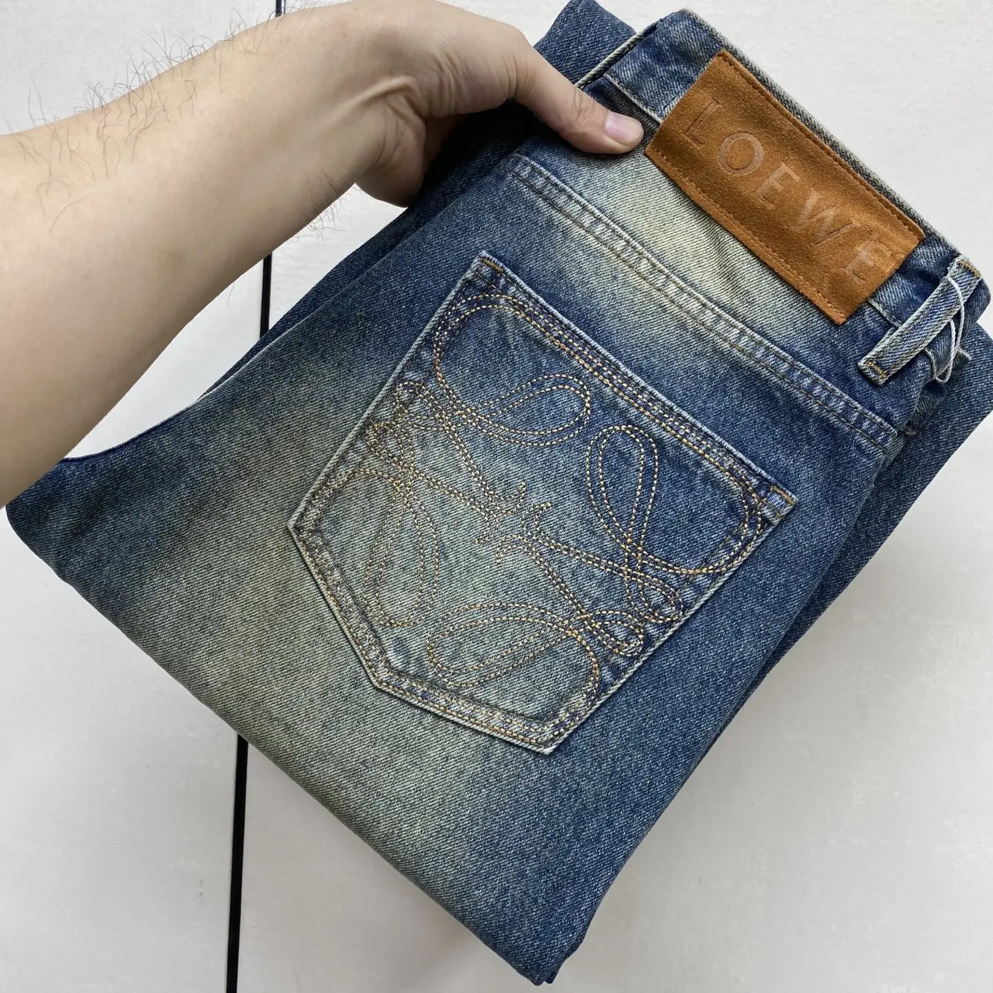 Anagram Embroidered Slim-Fit Straight-Leg Jeans D18023879