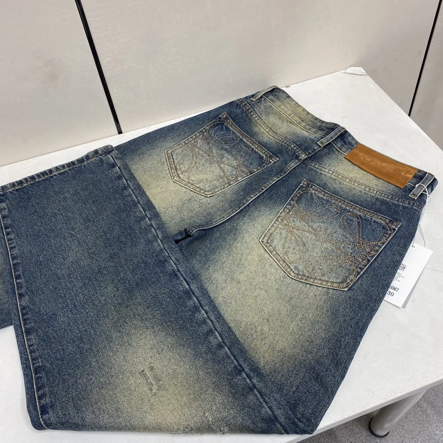 Anagram Embroidered Slim-Fit Straight-Leg Jeans D18023879 — view 2