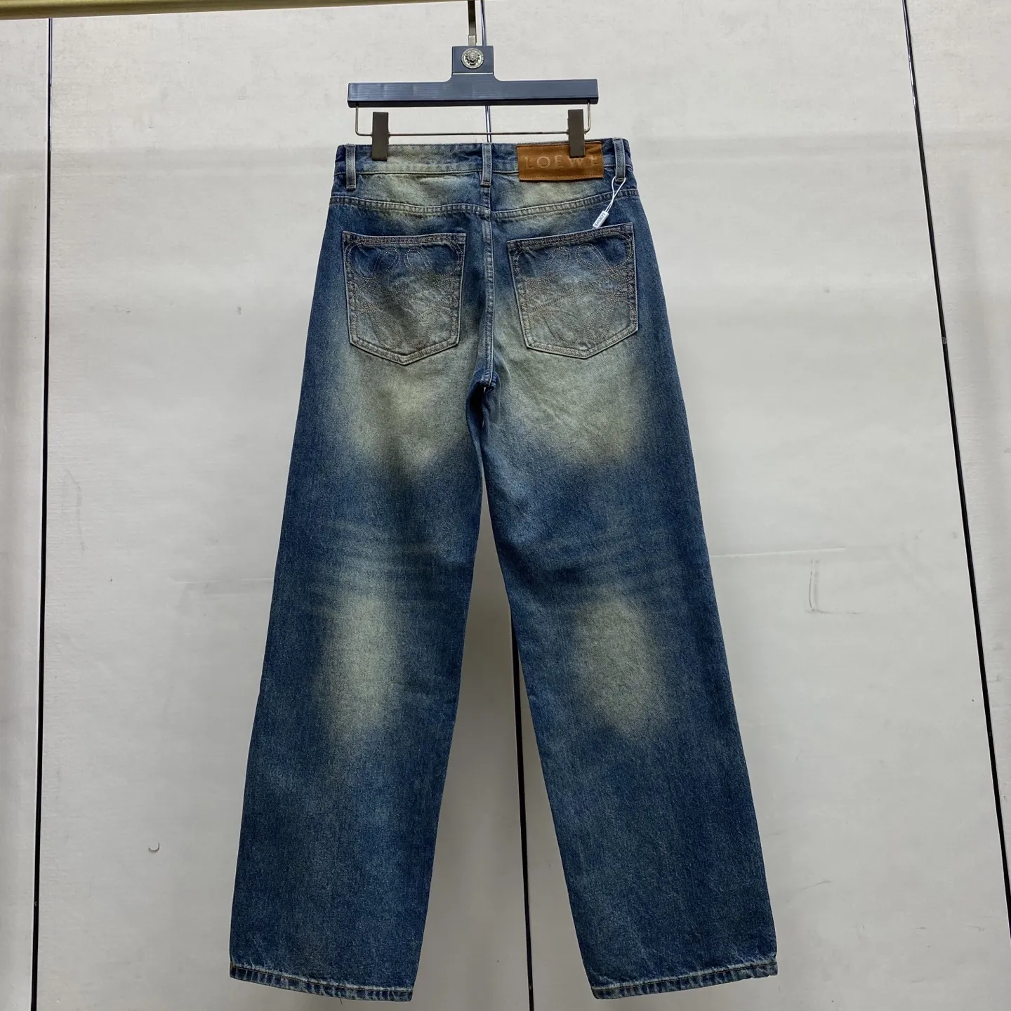 Anagram Embroidered Slim-Fit Straight-Leg Jeans D18023879 — view 3