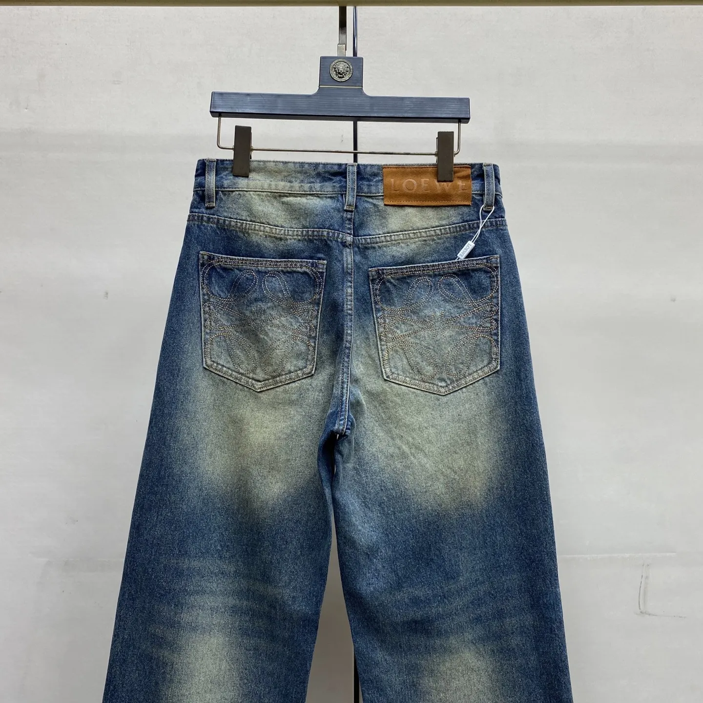 Anagram Embroidered Slim-Fit Straight-Leg Jeans D18023879 — view 5
