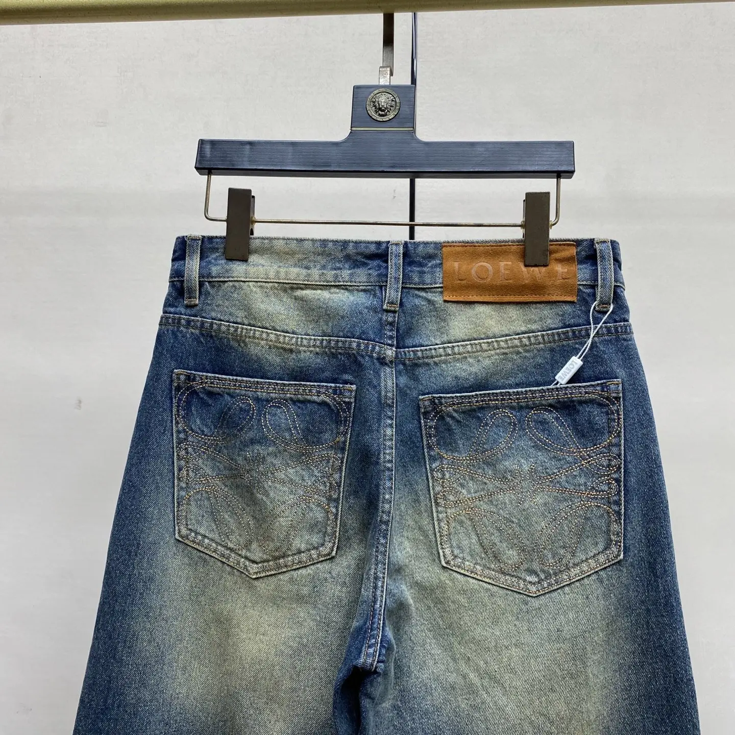 Anagram Embroidered Slim-Fit Straight-Leg Jeans D18023879 — view 6