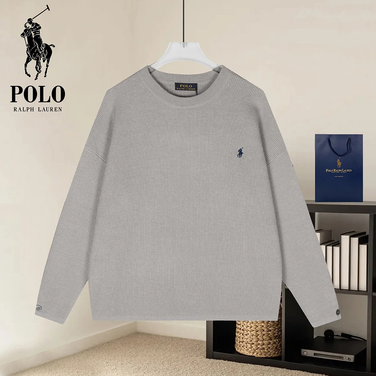 Ribbed Cotton-Blend Crew-Neck Sweater D18022873