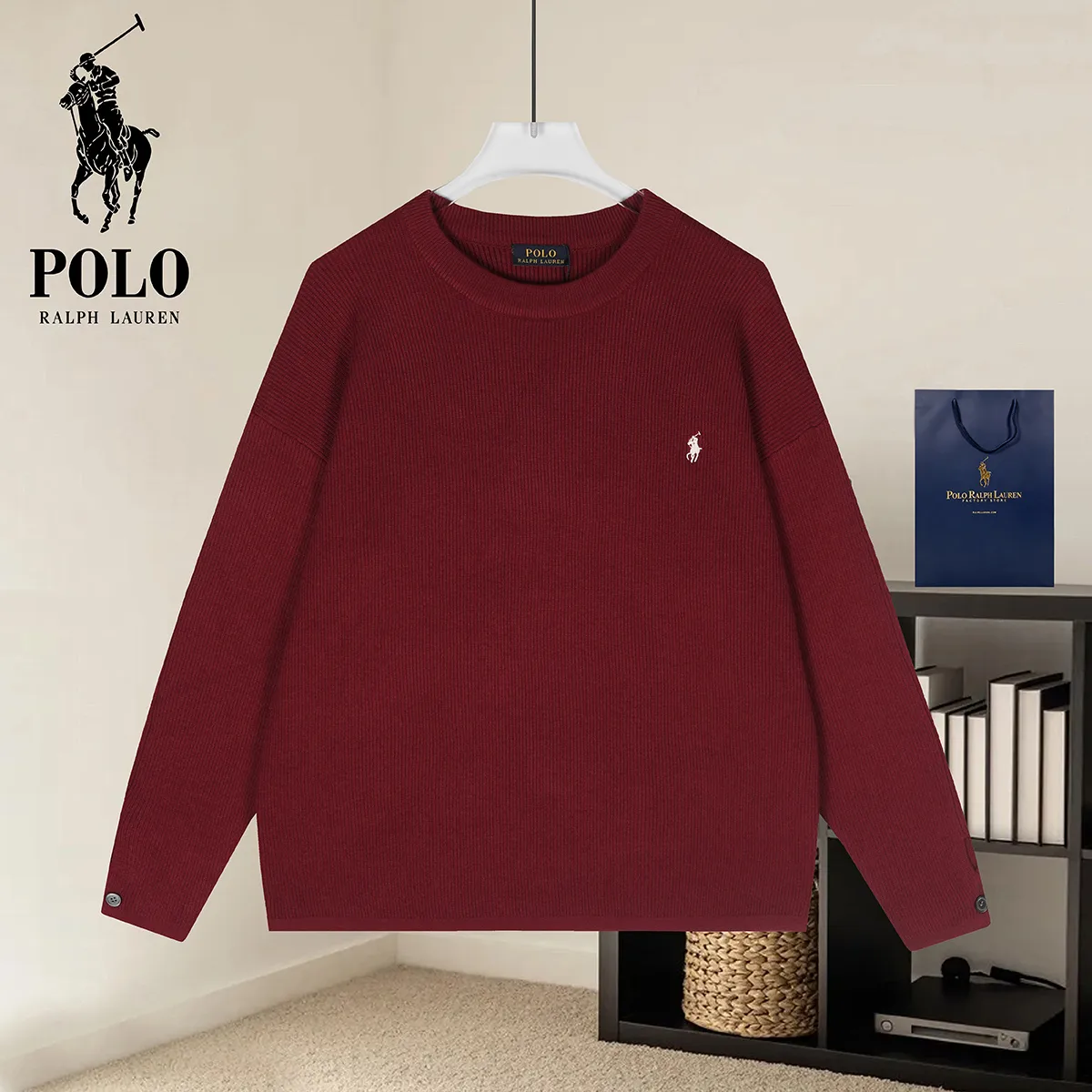 Polo Ralph Lauren Embroidered Logo Ribbed Knit Sweater D18022872