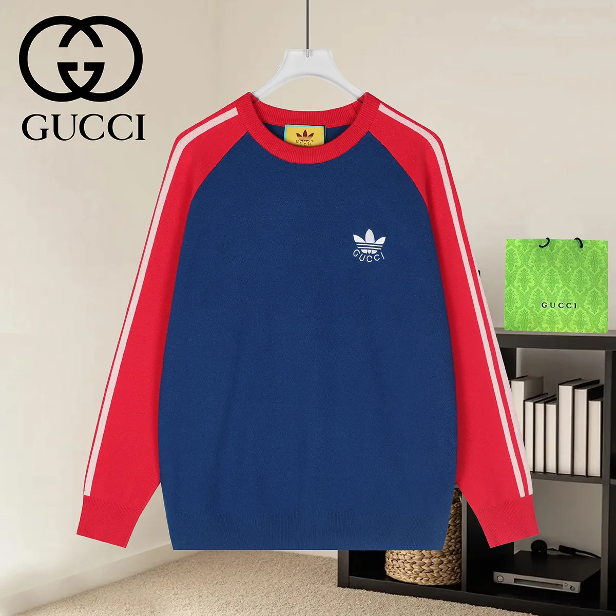 Adidas x Gucci Logo Embroidered Knit Sweater D19022865