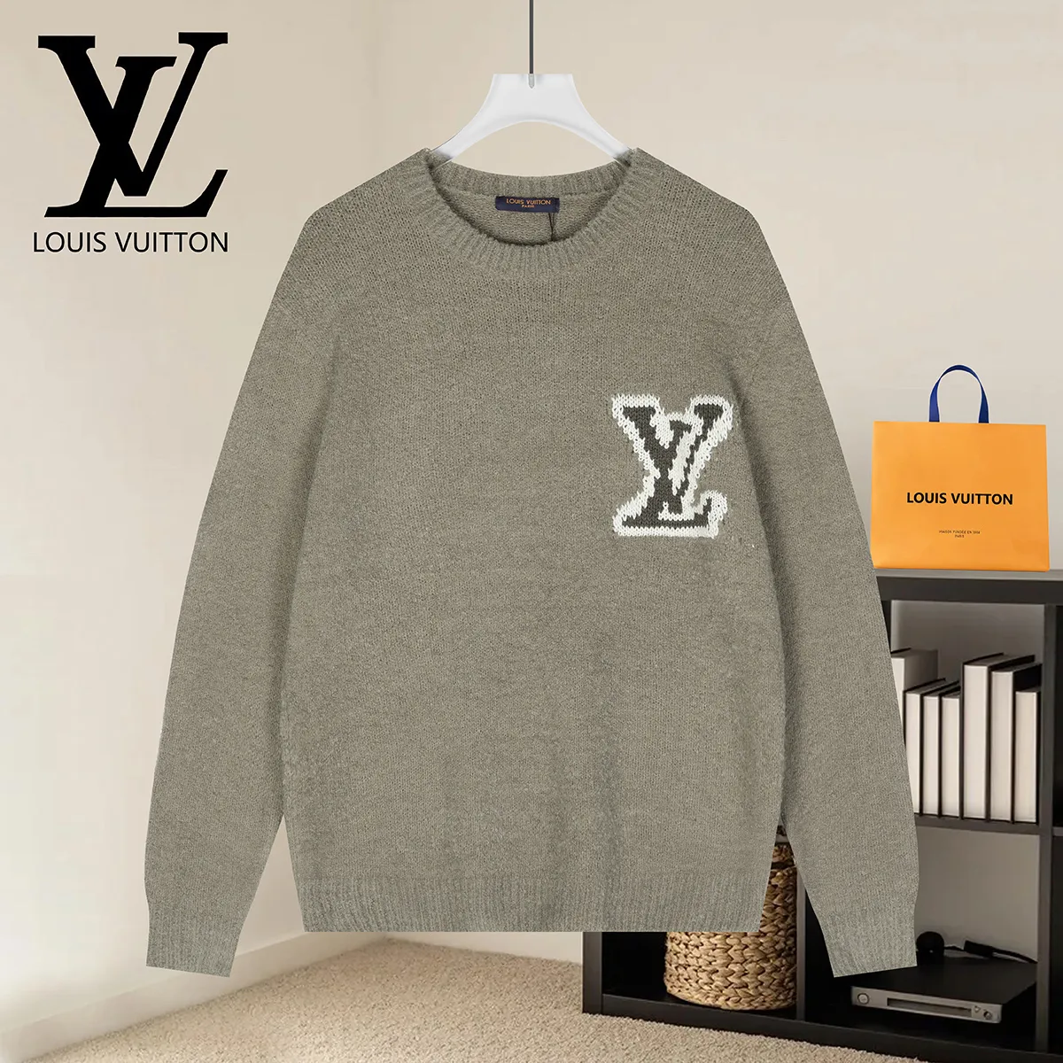 Logo Intarsia Wool-Blend Crew-Neck Sweater D19022887