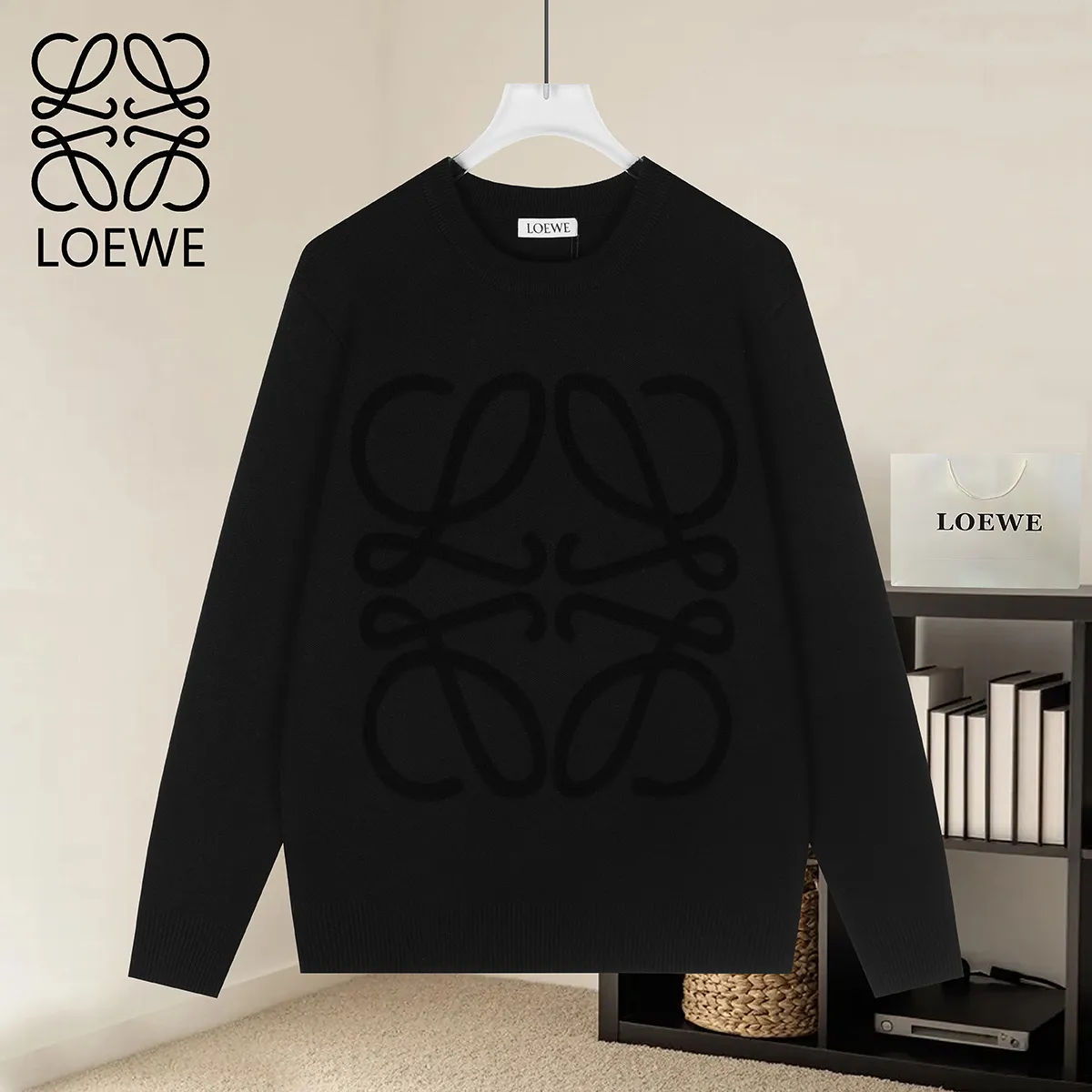Anagram Logo Wool-Blend Crew-Neck Sweater D20022880