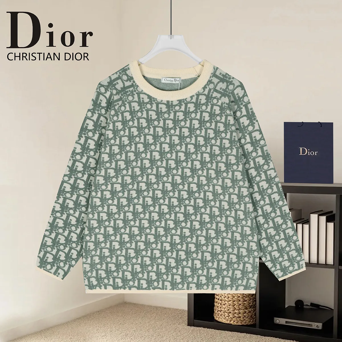 Oblique Jacquard Crew-Neck Sweater D20022926